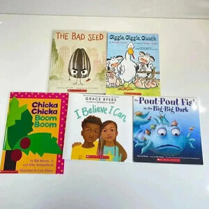 Scholastic Book Lot of 5 Paperback books NEW The Bad Seed Chicka Boom Pout Fish